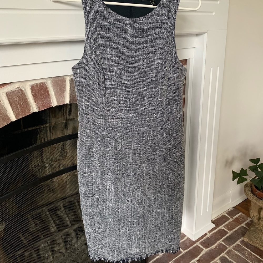Banana Republic Navy Tweed Dress with Fringe